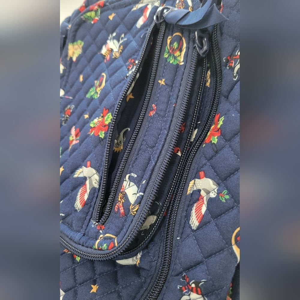 Vera Bradley Navy Blue Quilted Snow Globe Motifs Sling Backpack - Picture 6 of 11